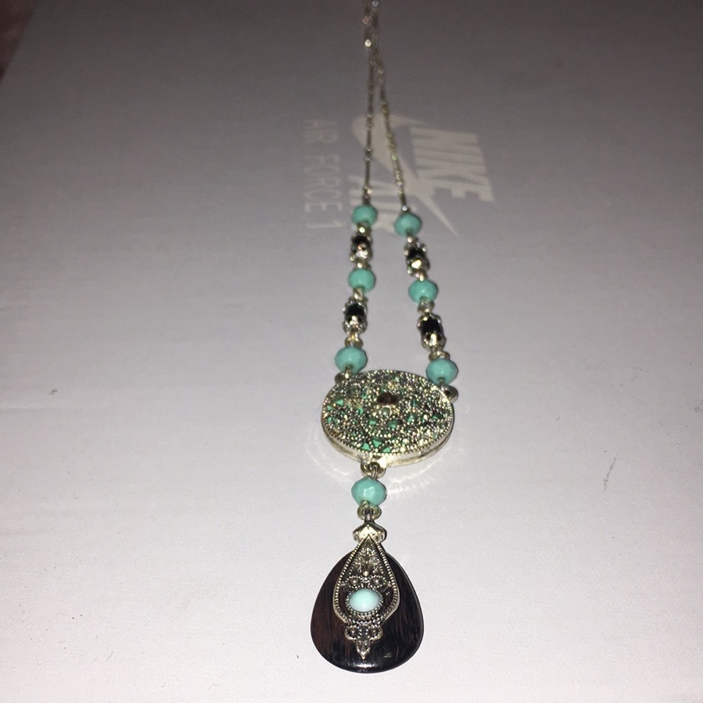Green dream catcher necklace